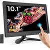 Eyoyo Monitor touchscreen Eyoyo da 10 pollici, display IPS 1366x768, touch a 10 punti, piccolo monitor da scrivania con altoparlante e ingressi HDMI, VGA e AV, struttura in metallo, attacco VESA 75x75, per