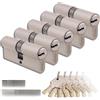 Generico Set da 5 Cilindri per Serrature in Ottone 30/35mm, Cilindro a Doppia Serratura, Chiave Unica, Chiavi e Viti Incluse, Facili da Montare, per Porte e Garage, Lunghezza 65mm