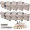 Generico Set da 8 Cilindri per Serrature in Ottone 30/35mm, Cilindro a Doppia Serratura, Chiave Unica, Chiavi e Viti Incluse, Facili da Montare, per Porte e Garage, Lunghezza 65mm