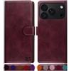 SUANPOT progettazione per iPhone 18 Pro Max 6.9 Blocco RFID Portafoglio Slot CarteSupporto Cellulare Magnetica custodia Pelle Sintetica Cover per Apple 18 Pro Max Vino Rosso