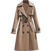 Generisch Trench lungo da donna, cappotto classico autunno primavera, giacca trench con cintura cappotto da donna in cotone giacca a vento cappotto da mezza stagione cappotto antivento collo a
