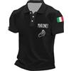 Munweiyu Polo da uomo con bandiera italiana, tricolore, polo italiana, maglietta da calcio italiana, polo da calcio