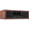Lustrens Radio DAB+ con lettore CD, Bluetooth 5.3, 100W di potenza stereo, colore nero, finitura legno marrone, mini sistema stereo