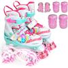 Sportneer Pattini a rotelle per bambine, con 4 misure regolabili, con 8 ruote LED illuminate lateralmente, scarpe da pattinaggio illuminate con equipaggiamento protettivo
