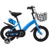 Sandsddy Bicicletta per bambini da 12 pollici con ruote di sostegno, 2-5 anni, blu | Bicicletta per bambini da 12 pollici, per 2-5 anni (80-105 cm), con ruote, cestino, bottiglia d'acqua, campanello, parafanghi