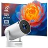 LTPRTZ Mini proiettore - Smart beamer - Home cinema - Android 11, Wi-Fi 6 - dimensioni schermo da 30 a 150 pollici - Bianco