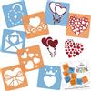 Nakleo Sagome da colorare per bambini, set da 8 pezzi 15x15 cm Cuori, sagome creative per bambini, sagome da colorare in plastica riutilizzabili