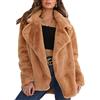 WHZXYDN Giacca in pelliccia sintetica di coniglio, marrone, taglia M, donna, casual con dettagli formali, maniche lunghe, rettangolare, senza resistenza all'acqua