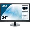 AOC M2470SWH - Monitor FHD da 24 pollici, 60 Hz, 5 ms, MVA, altoparlanti (1920 x 1080 a 60 Hz, 250 cd/m², HDMI 1.4 x 2/VGA)