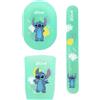 DISNEY STITCH - Trio di tumbler da viaggio - Porta spazzolino, tumbler e sapone - Plastica resistente - Design pratico - Accessorio da bagno per bambini - Prodotto ufficiale Disney