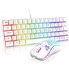 Lustrens Tastiera da gioco RGB a 60% e set di mouse, tastiera mini retroilluminata ultra compatta, mouse leggero da 7200 DPI
