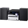 Lustrens Impianto stereo Hi-Fi nero - 20 Watt di potenza - Connessioni AUX e USB - Design moderno