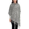 KAZUP Scintillii glitter argento, Sciarpa da donna Scialli grandi in morbido cashmere avvolgenti con stola leggera 192x75 cm