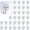 AMANDELIZABE 32 ganci autoadesivi trasparenti - Ganci adesivi extra forti, elevata portata - Ganci adesivi girevoli a 180° per soffitto o parete, discreti, ideali per cucina, bagno, decorazione