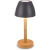 BRILONER - Lampada da tavolo LED senza fili IP44 con touch, dimmerabile, lampada da scrivania senza fili, lampada da comodino ricaricabile, 13,5x30 cm, legno e antracite