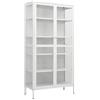 vidaXL Vetrinetta - Mobile portaoggetti moderno in acciaio bianco e vetro temperato, 4 ripiani regolabili, 90x40x180 cm.