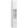 kleankin Mobile Bagno Alto Slim 181.5cm con 2 Armadietti, Bianco | Mobiletto Bagno Salvaspazio a Colonna, Ripiani Aperti, per Lavanderia Salotto Soggiorno Cucina, 30x30x181.5 cm