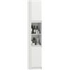 HOMCOM Mobiletto Salvaspazio per Bagno 30x24x170 cm Bianco | Mobile da Bagno, In Legno, 2 Armadietti, Ripiani Regolabili, Design a Colonna
