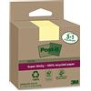 Post-it Foglietti Super Sticky, 3 Blocchetti + 1 GRATIS, 76 x 76 mm, Giallo | in Carta Riciclata, a Tenuta Extra Forte per Promemoria, Elenchi e Pianificazione; Aderiscono Anche su Superfici Verticali