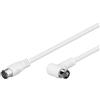 Goobay 67347 Cavetto F per Antenna Satellitare Connettori Ad Angolo Rapidi, Schermatura Doppia, Bianco, 1.5m Lunghezza del Cavo