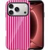 XTCASE Cover Righe per iPhone 18 Pro Doppia Protezione Antiurto, Rosso | Custodia Aesthetic Estate Summer Striped Motivo Design, Sottile e Leggera, Silicone TPU Bumper Case per Donna Ragazza