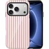 XTCASE Cover Righe per iPhone 18 Pro Max Doppia Protezione Antiurto, Rosa | Custodia Aesthetic Estate Summer Striped Motivo Design, Sottile e Leggera, Silicone TPU Bumper Case per Donna Ragazza