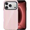 XTCASE Cover Righe per iPhone 18 Pro Doppia Protezione Antiurto, Rosa | Custodia Aesthetic Estate Summer Striped Motivo Design, Sottile e Leggera, Silicone TPU Bumper Case per Donna Ragazza