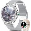 Fitoncloud Smartwatch Donna Chiamate BLE5.2, 1,3'' Schermo Orologio Smart Watch Diamante con 2 Cinturini/120+ Sport/SpO2/Sonno/Cardiofrequenzimetro, Impermeabile IP68, Orologi Digitale per Android iOS, Argento