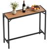 Clevich Tavolo Alto da Bar per Esterni, 120 x 38 x 98 cm, Tavolo da Giardino Cortile con Piedini Regolabili, Outdoor Bar Table con Piano Impermeabile, Adatto per Terrazza, Bordo Piscina, Colore Legno