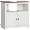 kleankin Mobile Bagno Sotto Lavabo Armadietto a 2 Ante Bianco e color Noce | Ripiano Aperto, Truciolato, Mobile da Bagno per Lavabi con o Senza Colonna, 60x30x60 cm, Bianco e color Noce