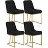 WOLTU Set di 4 Sedie da Cucina Moderne, Sedie per Sala da Pranzo | Con Schienale, senza Braccioli, Gambe in Metallo Dorato, in Velluto, Nero