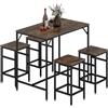 HOMCOM Set Tavolo Moderno da Cucina Alto con 4 Sgabelli Marrone Rustico | Stile Industriale, Metallo e Legno, Arredamento Moderno, Soggiorno e Cucina, 100x60x88 cm