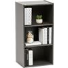Iris Ohyama, Libreria media a 3 livelli/scaffalatura in legno/libreria a cubo/armadio per libri/armadio con ripiani, Modulare,Design, Ufficio, Casa - Module Shelf - MDB-3 - Quercia grigia