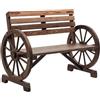 Outsunny Panchina da Giardino da 2 Posti,105.5x56x79 cm, Carbonizzato | Panchina da Esterno, Braccioli a Ruota, in Legno di Abete a Doghe, Stile Country, Panca per Terrazza Patio e Cortile