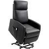 HOMCOM Poltrona Elettrica Alzapersona 45° 67x95x105 cm Nero | Poltrona Relax Elettrica Reclinabile 145°, Telecomando, Poggiapiedi, Pelle PU