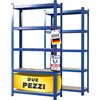 OfficeMarshal Confezione doppia di scaffali a carico pesante blu, 200 x 100 x 50 cm | Scaffale ad incastro, scaffalatura, scaffale a pavimento, sistema di incastro montabile senza attrezzi (Lakota)