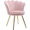 HOMCOM Poltrona Imbottita a Conchiglia in Velluto Poltroncina Vintage Rosa | Gambe Dorate, Sedia da Trucco, per Camera e Salotto