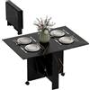 HOMCOM Tavolo da Pranzo Pieghevole a Ruote 120x80x73 cm Nero Effetto Marmo | per 2-6 Persone, Tavolo Cucina a Ribalta, Salvaspazio, Soggiorno, Sala da Pranzo