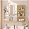 kleankin Specchio Bagno, Specchio da Parete 3 Ripiani Portaoggetti, Rovere | Mobiletto Pensile Bagno, Moderno, per Ingresso Camera da Letto, 60x10x48 cm