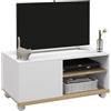 HOMCOM Mobile TV con Ruote Mobile Porta TV Fino a 42" 80x45x41 cm Bianco | con Armadietto, Ripiani Aperti Regolabili, Foro Passacavi, Mobiletto per Televisore, Soggiorno, Camera da Letto, Salotto