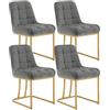 WOLTU Set di 4 Sedie da Cucina Moderne, Sedie per Sala da Pranzo | Con Schienale, senza Braccioli, Gambe in Metallo Dorato, in Velluto, Grigio Scuro