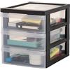 Iris Ohyama Cassettiera in Plastica, Portaoggetti, 3 Cassetti Medi, Nero, Apertura Facile, Formato A5, Trasparente, Per Ufficio, Documenti, Forniture, File, Contenitore, Senza BPA, DC-A5
