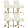 WOLTU Set di 4 Sedie da Cucina Moderne, Sedie per Sala da Pranzo | Con Schienale, senza Braccioli, Gambe in Metallo Dorato, in Velluto, Crema