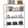 HOMCOM Scaffale da Cucina a 4 Livelli Regolabili 91x40x108 cm Argento | Su 10 Altezze Diverse, Scaffale Portaoggetti in Acciaio Inox 201, per Spezie, Pentole e Padelle