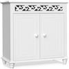 Casaria® Mobiletto Bianco Stile Country 76x65x35cm 2 Scomparti Armadietto Multiuso con Ante Mobile Bagno Consolle Ingresso Credenza Cucina Madia Soggiorno Mobili Salone Arredamento Casa Mobile TV