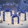 Quntis Pacchi Luminosi Natalizi 140 LED con 8 modalità e Timer, Set di 3 | Design con Nastro Blu, Decorazioni Natalizie con Spina, Impermeabili IP44, Addobbi Natalizi per Interno ed Esterno