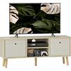 HOMCOM Mobile TV Moderno, 2 Cassetti Tessuto non Tessuto Color Legno Beige | Mobiletto Porta TV da 50", con 2 Ripiani Aperti, per Soggiorno Camera da Letto, 110x29x46.5cm
