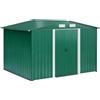 Outsunny Casetta da Giardino Porta Utensili con Base 258x206x178cm Verde | Lamiera di Acciaio, Capanno da Giardino in Acciaio, Porte Scorrevoli
