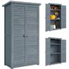 Outsunny Armadio da Giardino in Legno di Abete 87x46.5x160cm Grigio | Casetta Attrezzi Giardino, Porte a Persiana, Tetto Inclinato Asfalto, 3 Ripiani, Capanno Porta Attrezzi Bloccabile