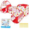 MAIKEHIGH Tunnel Gioco per Bambini, 4 en 1 Pop Up Tenda | Pieghevole Piscina Palline Interno Esterno Giardino Gioco Ragazzi Ragazze Compleanno Regalo(Palline Non Incluse)